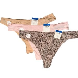 Alfani Ultra Soft Women's Thong Panty Cheetah Pink, Ivory, Size XL, NWT Lot of 3